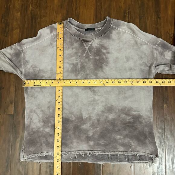 ATM Anthony Thomas Melillo Sweatshirt Taupe Tie Dye French Terry Frayed - Picture 10 of 10